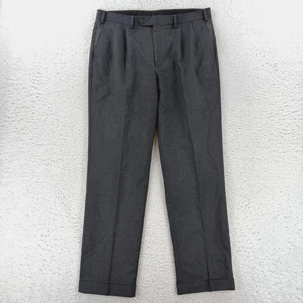 Lauren Ralph Lauren Dress Pants Mens 36x32 Gray Classic Fit Wool Cuffed Office